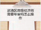 武清区高级经济师需要年审吗怎么操作