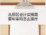 北辰区会计实操需要年审吗怎么操作