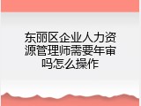 东丽区企业人力资源管理师需要年审吗怎么操作