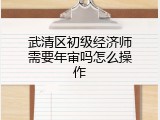 武清区初级经济师需要年审吗怎么操作