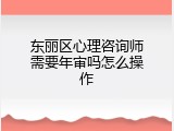东丽区心理咨询师需要年审吗怎么操作