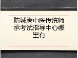 防城港中医传统师承考试指导中心哪里有