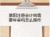 襄阳注册会计师需要年审吗怎么操作