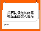 黄石初级经济师需要年审吗怎么操作