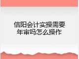 信阳会计实操需要年审吗怎么操作