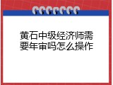 黄石中级经济师需要年审吗怎么操作
