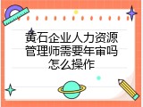 黄石企业人力资源管理师需要年审吗怎么操作