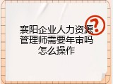 襄阳企业人力资源管理师需要年审吗怎么操作