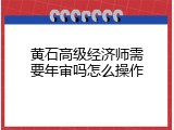 黄石高级经济师需要年审吗怎么操作