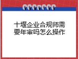 十堰企业合规师需要年审吗怎么操作