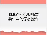 湖北企业合规师需要年审吗怎么操作
