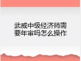 武威中级经济师需要年审吗怎么操作