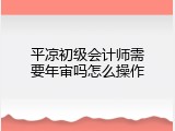 平凉初级会计师需要年审吗怎么操作