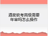 酒泉软考高级需要年审吗怎么操作