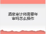 酒泉审计师需要年审吗怎么操作