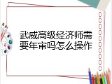 武威高级经济师需要年审吗怎么操作