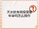 天水软考高级需要年审吗怎么操作