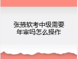 张掖软考中级需要年审吗怎么操作