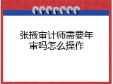 张掖审计师需要年审吗怎么操作