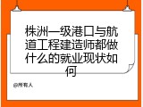 株洲一级港口与航道工程建造师都做什么的就业现状如何