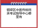 铜梁区中医传统师承考试指导中心哪里有