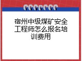 宿州中级煤矿安全工程师怎么报名培训费用
