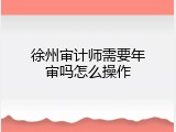 徐州审计师需要年审吗怎么操作