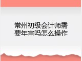 常州初级会计师需要年审吗怎么操作