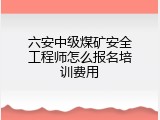 六安中级煤矿安全工程师怎么报名培训费用