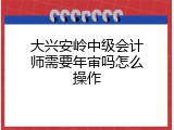 大兴安岭中级会计师需要年审吗怎么操作