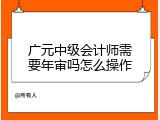 广元中级会计师需要年审吗怎么操作