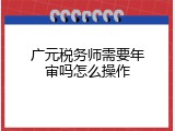 广元税务师需要年审吗怎么操作
