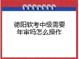 德阳软考中级需要年审吗怎么操作