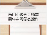 乐山中级会计师需要年审吗怎么操作