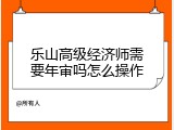 乐山高级经济师需要年审吗怎么操作