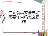 广元食品安全总监需要年审吗怎么操作
