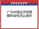 广元中级经济师需要年审吗怎么操作