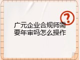 广元企业合规师需要年审吗怎么操作