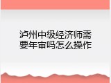泸州中级经济师需要年审吗怎么操作
