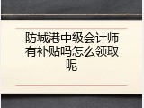 防城港中级会计师有补贴吗怎么领取呢