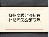 柳州高级经济师有补贴吗怎么领取呢