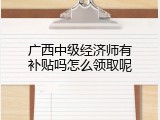 广西中级经济师有补贴吗怎么领取呢