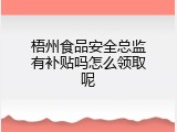 梧州食品安全总监有补贴吗怎么领取呢