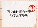 南宁审计师有补贴吗怎么领取呢