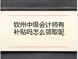 钦州中级会计师有补贴吗怎么领取呢