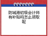 防城港初级会计师有补贴吗怎么领取呢