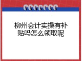 柳州会计实操有补贴吗怎么领取呢