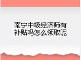 南宁中级经济师有补贴吗怎么领取呢