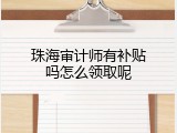 珠海审计师有补贴吗怎么领取呢