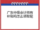 广东中级会计师有补贴吗怎么领取呢